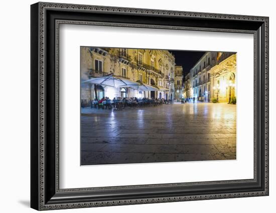 Tourists Eating at a Restaurant in Piazza Duomo at Night-Matthew Williams-Ellis-Framed Photographic Print