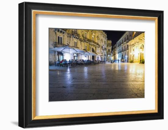 Tourists Eating at a Restaurant in Piazza Duomo at Night-Matthew Williams-Ellis-Framed Photographic Print