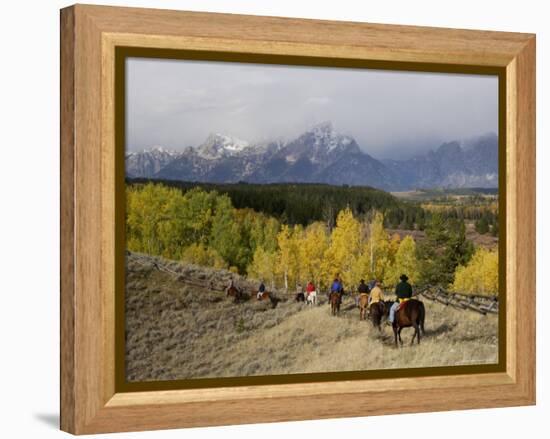 Tourists Enjoying Horseback Riding, Grand Teton National Park, Wyoming, USA-Rolf Nussbaumer-Framed Premier Image Canvas