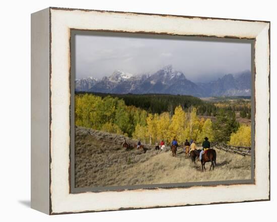 Tourists Enjoying Horseback Riding, Grand Teton National Park, Wyoming, USA-Rolf Nussbaumer-Framed Premier Image Canvas