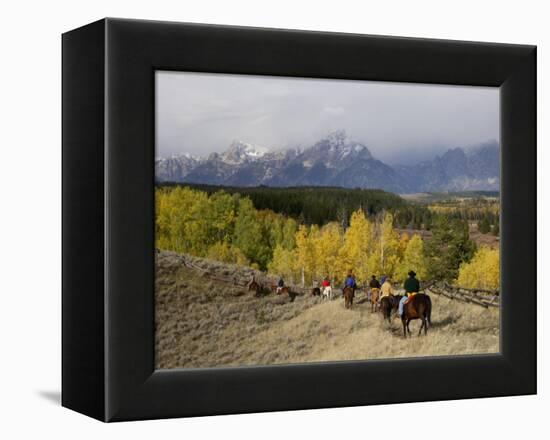 Tourists Enjoying Horseback Riding, Grand Teton National Park, Wyoming, USA-Rolf Nussbaumer-Framed Premier Image Canvas