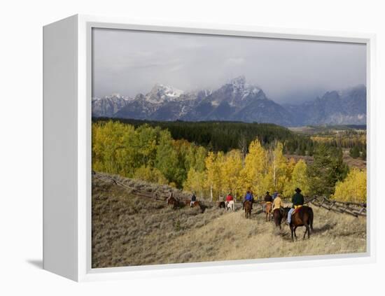 Tourists Enjoying Horseback Riding, Grand Teton National Park, Wyoming, USA-Rolf Nussbaumer-Framed Premier Image Canvas