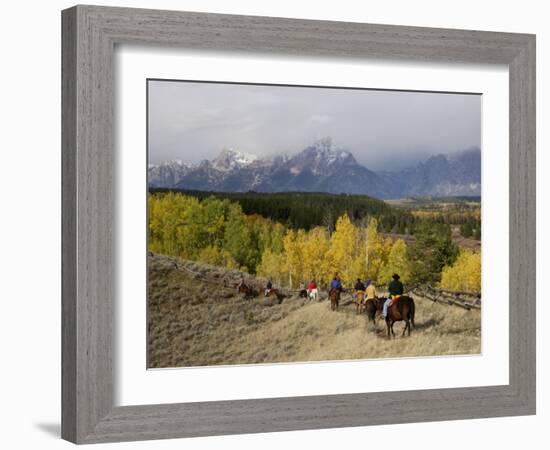 Tourists Enjoying Horseback Riding, Grand Teton National Park, Wyoming, USA-Rolf Nussbaumer-Framed Photographic Print