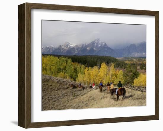 Tourists Enjoying Horseback Riding, Grand Teton National Park, Wyoming, USA-Rolf Nussbaumer-Framed Photographic Print