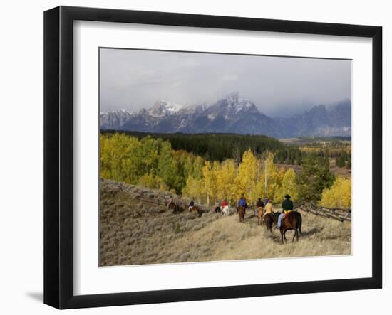 Tourists Enjoying Horseback Riding, Grand Teton National Park, Wyoming, USA-Rolf Nussbaumer-Framed Photographic Print