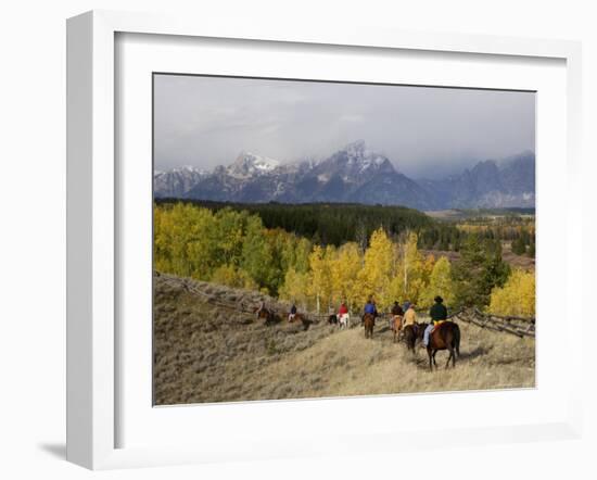 Tourists Enjoying Horseback Riding, Grand Teton National Park, Wyoming, USA-Rolf Nussbaumer-Framed Photographic Print