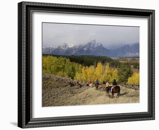 Tourists Enjoying Horseback Riding, Grand Teton National Park, Wyoming, USA-Rolf Nussbaumer-Framed Photographic Print