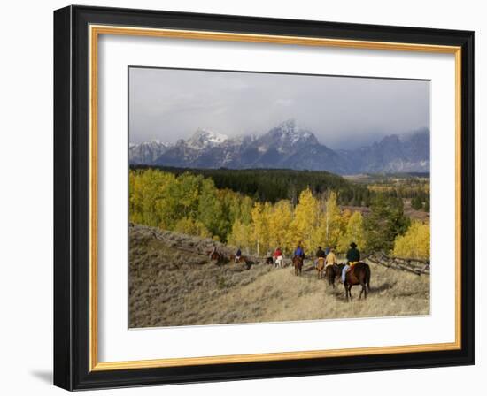 Tourists Enjoying Horseback Riding, Grand Teton National Park, Wyoming, USA-Rolf Nussbaumer-Framed Photographic Print