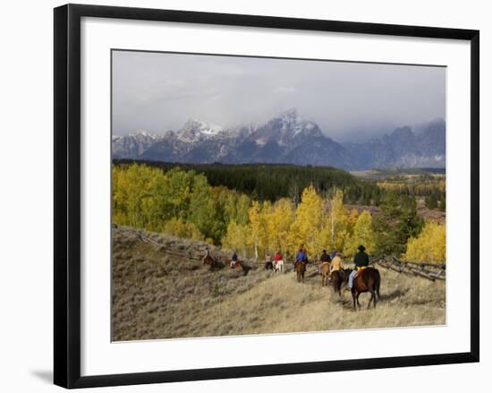 Tourists Enjoying Horseback Riding, Grand Teton National Park, Wyoming, USA-Rolf Nussbaumer-Framed Photographic Print