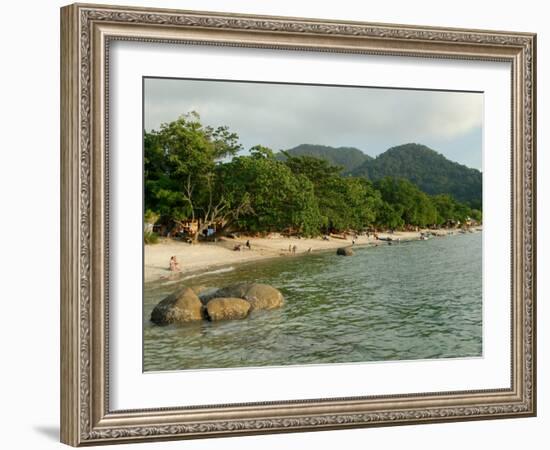 Tourists Enjoying Nipah Beach at Sunset Time, Pangkor Island, Perak State, Malaysia-Richard Nebesky-Framed Photographic Print