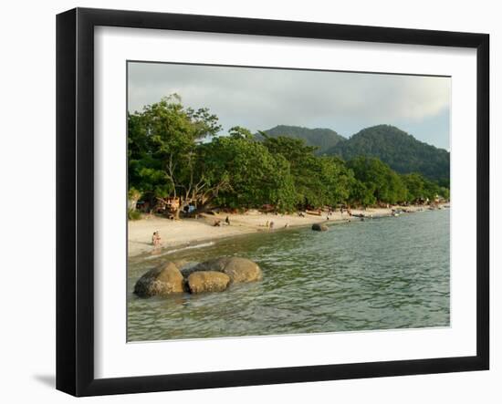 Tourists Enjoying Nipah Beach at Sunset Time, Pangkor Island, Perak State, Malaysia-Richard Nebesky-Framed Photographic Print