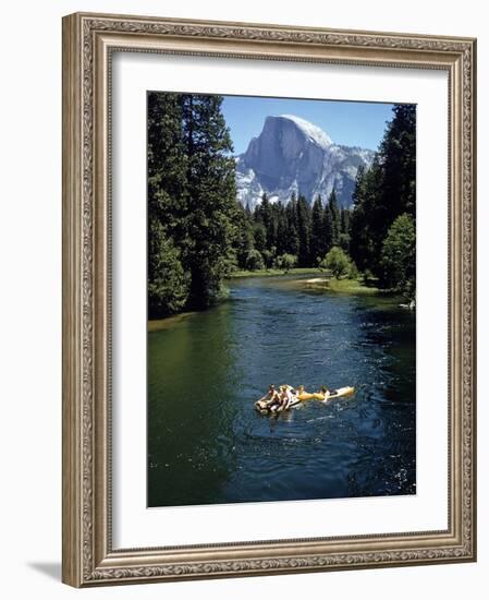 Tourists Float on a Raft in the Merced River at Yosemite National Park-Ralph Crane-Framed Photographic Print