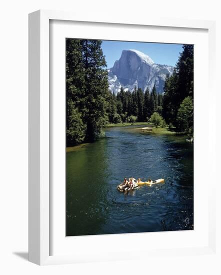 Tourists Float on a Raft in the Merced River at Yosemite National Park-Ralph Crane-Framed Photographic Print