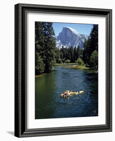 Tourists Float on a Raft in the Merced River at Yosemite National Park-Ralph Crane-Framed Photographic Print