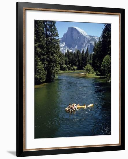 Tourists Float on a Raft in the Merced River at Yosemite National Park-Ralph Crane-Framed Photographic Print