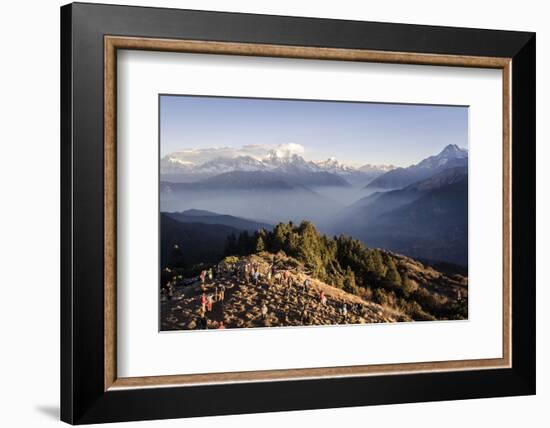 Tourists Gather on Poon Hill to Watch the Sunrise over the Annapurna Himal-Andrew Taylor-Framed Photographic Print