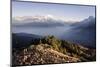 Tourists Gather on Poon Hill to Watch the Sunrise over the Annapurna Himal-Andrew Taylor-Mounted Photographic Print