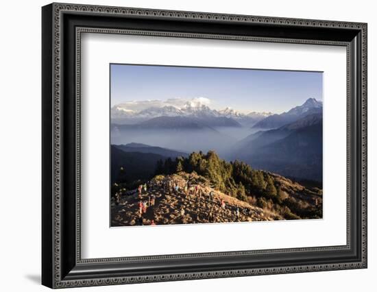 Tourists Gather on Poon Hill to Watch the Sunrise over the Annapurna Himal-Andrew Taylor-Framed Photographic Print