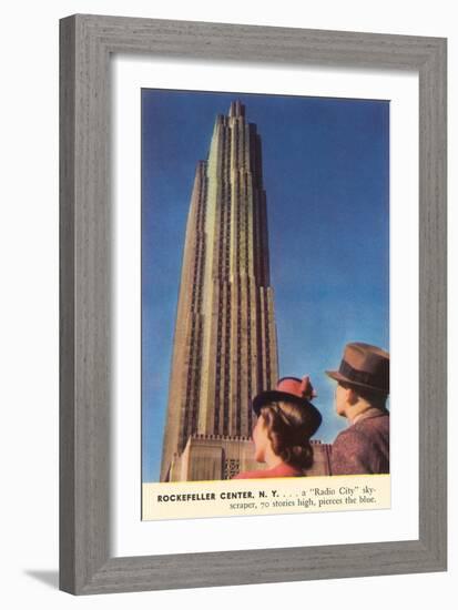 Tourists Gazing at RCA Building, New York City-null-Framed Art Print