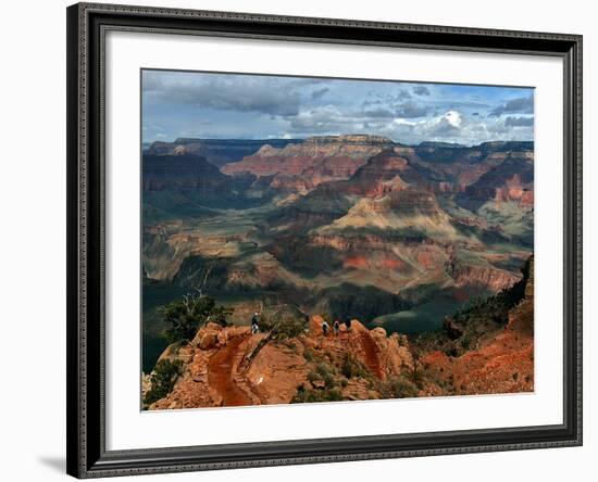 Tourists Hike Along the South Rim of the Grand Canyon-null-Framed Photographic Print