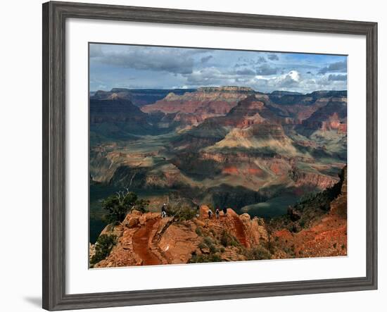 Tourists Hike Along the South Rim of the Grand Canyon-null-Framed Photographic Print