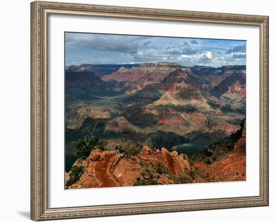 Tourists Hike Along the South Rim of the Grand Canyon-null-Framed Photographic Print