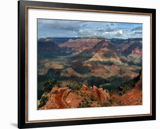 Tourists Hike Along the South Rim of the Grand Canyon-null-Framed Photographic Print