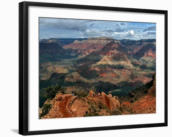 Tourists Hike Along the South Rim of the Grand Canyon-null-Framed Photographic Print