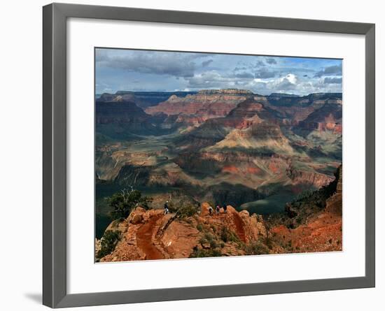 Tourists Hike Along the South Rim of the Grand Canyon-null-Framed Photographic Print