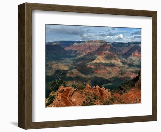 Tourists Hike Along the South Rim of the Grand Canyon-null-Framed Photographic Print