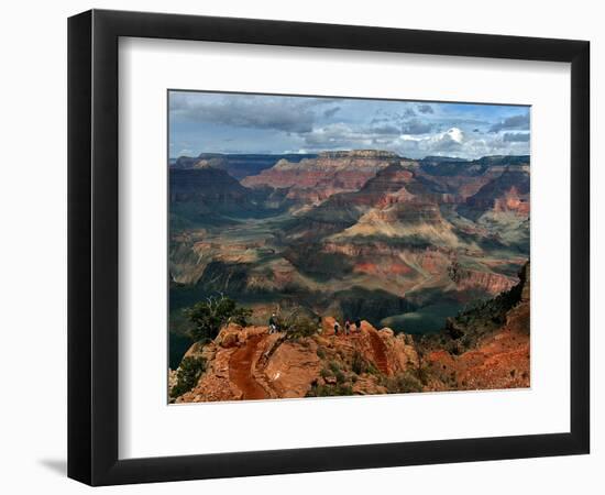 Tourists Hike Along the South Rim of the Grand Canyon-null-Framed Photographic Print