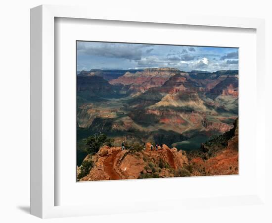 Tourists Hike Along the South Rim of the Grand Canyon-null-Framed Photographic Print