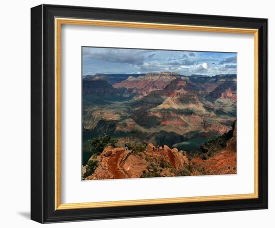 Tourists Hike Along the South Rim of the Grand Canyon-null-Framed Photographic Print