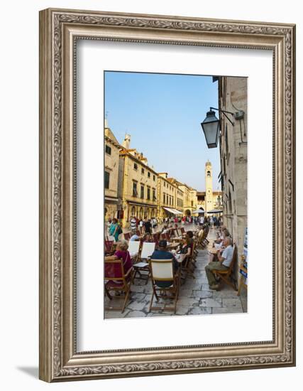 Tourists in a Cafe by the City Bell Tower, the Famous Street in Dubrovnik-Matthew Williams-Ellis-Framed Photographic Print