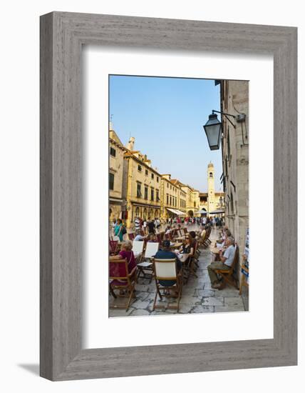 Tourists in a Cafe by the City Bell Tower, the Famous Street in Dubrovnik-Matthew Williams-Ellis-Framed Photographic Print