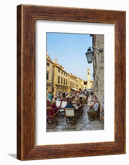 Tourists in a Cafe by the City Bell Tower, the Famous Street in Dubrovnik-Matthew Williams-Ellis-Framed Photographic Print