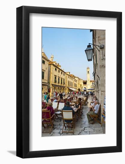 Tourists in a Cafe by the City Bell Tower, the Famous Street in Dubrovnik-Matthew Williams-Ellis-Framed Photographic Print