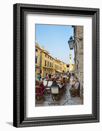 Tourists in a Cafe by the City Bell Tower, the Famous Street in Dubrovnik-Matthew Williams-Ellis-Framed Photographic Print