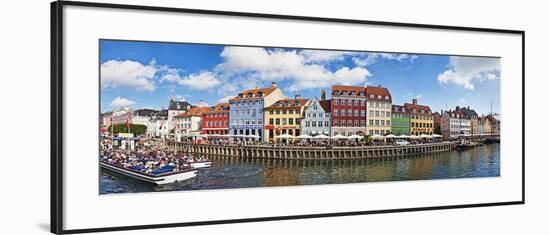 Tourists in a Tourboat with Buildings Along a Canal, Nyhavn, Copenhagen, Denmark-null-Framed Photographic Print