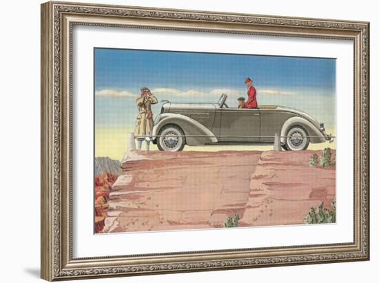 Tourists in Convertible Car on Mesa-null-Framed Art Print