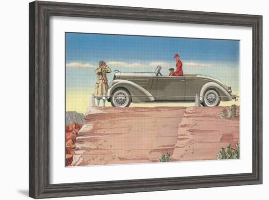 Tourists in Convertible Car on Mesa-null-Framed Art Print