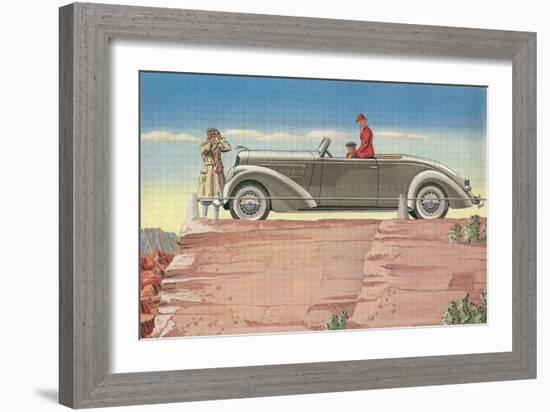 Tourists in Convertible Car on Mesa-null-Framed Art Print