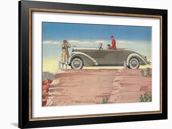 Tourists in Convertible Car on Mesa-null-Framed Art Print