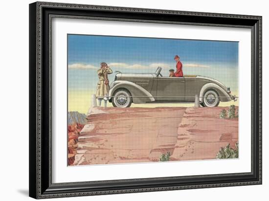 Tourists in Convertible Car on Mesa-null-Framed Art Print