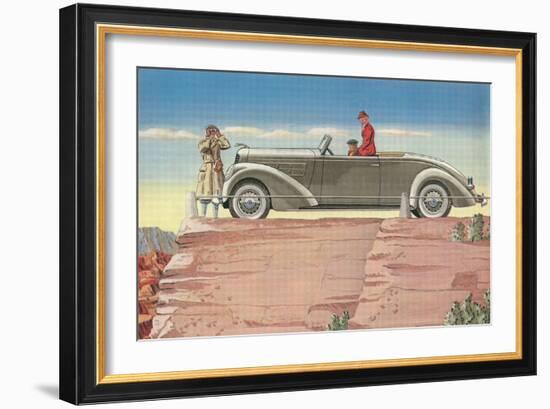 Tourists in Convertible Car on Mesa-null-Framed Art Print