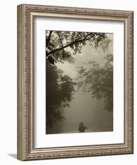 Tourists in Dugout Canoe, Yasuni National Park Biosphere Reserve, Amazon Rain Forest, Ecuador-Pete Oxford-Framed Photographic Print