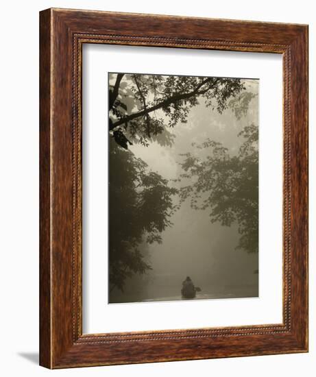 Tourists in Dugout Canoe, Yasuni National Park Biosphere Reserve, Amazon Rain Forest, Ecuador-Pete Oxford-Framed Photographic Print