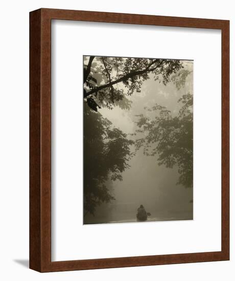 Tourists in Dugout Canoe, Yasuni National Park Biosphere Reserve, Amazon Rain Forest, Ecuador-Pete Oxford-Framed Photographic Print