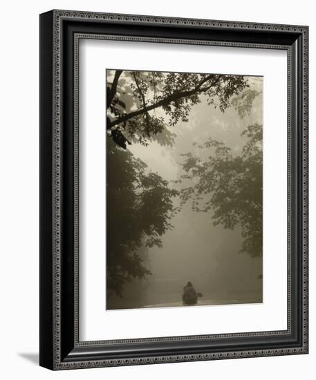 Tourists in Dugout Canoe, Yasuni National Park Biosphere Reserve, Amazon Rain Forest, Ecuador-Pete Oxford-Framed Photographic Print