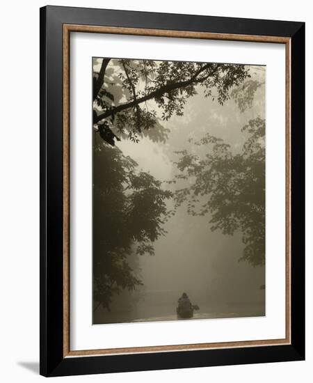 Tourists in Dugout Canoe, Yasuni National Park Biosphere Reserve, Amazon Rain Forest, Ecuador-Pete Oxford-Framed Photographic Print